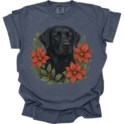 Black Lab Poinsettia Christmas Shirt