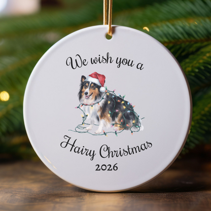 Christmas Sheltie Ornament, Christmas Lights Dog Keepsake