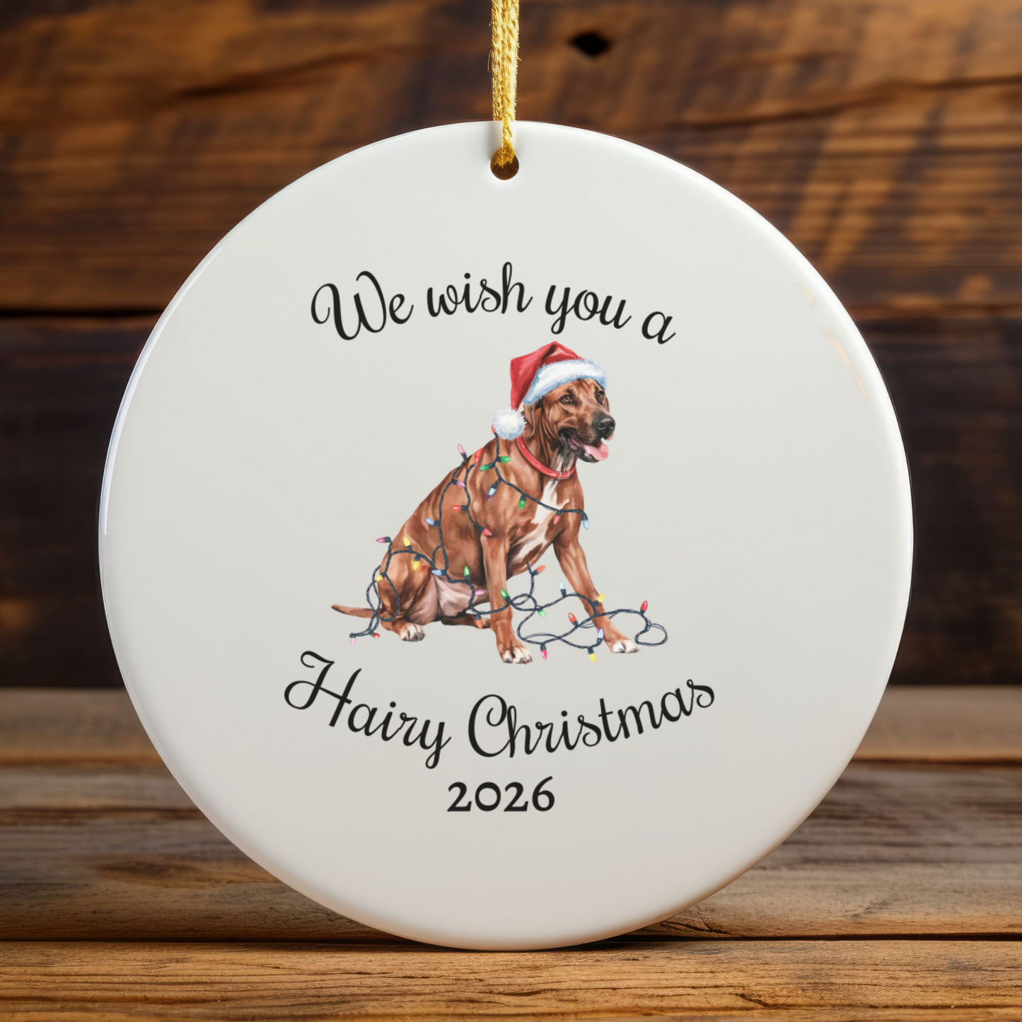 Christmas Rhodesian Ridgeback Ornament, Christmas Lights Dog Keepsake