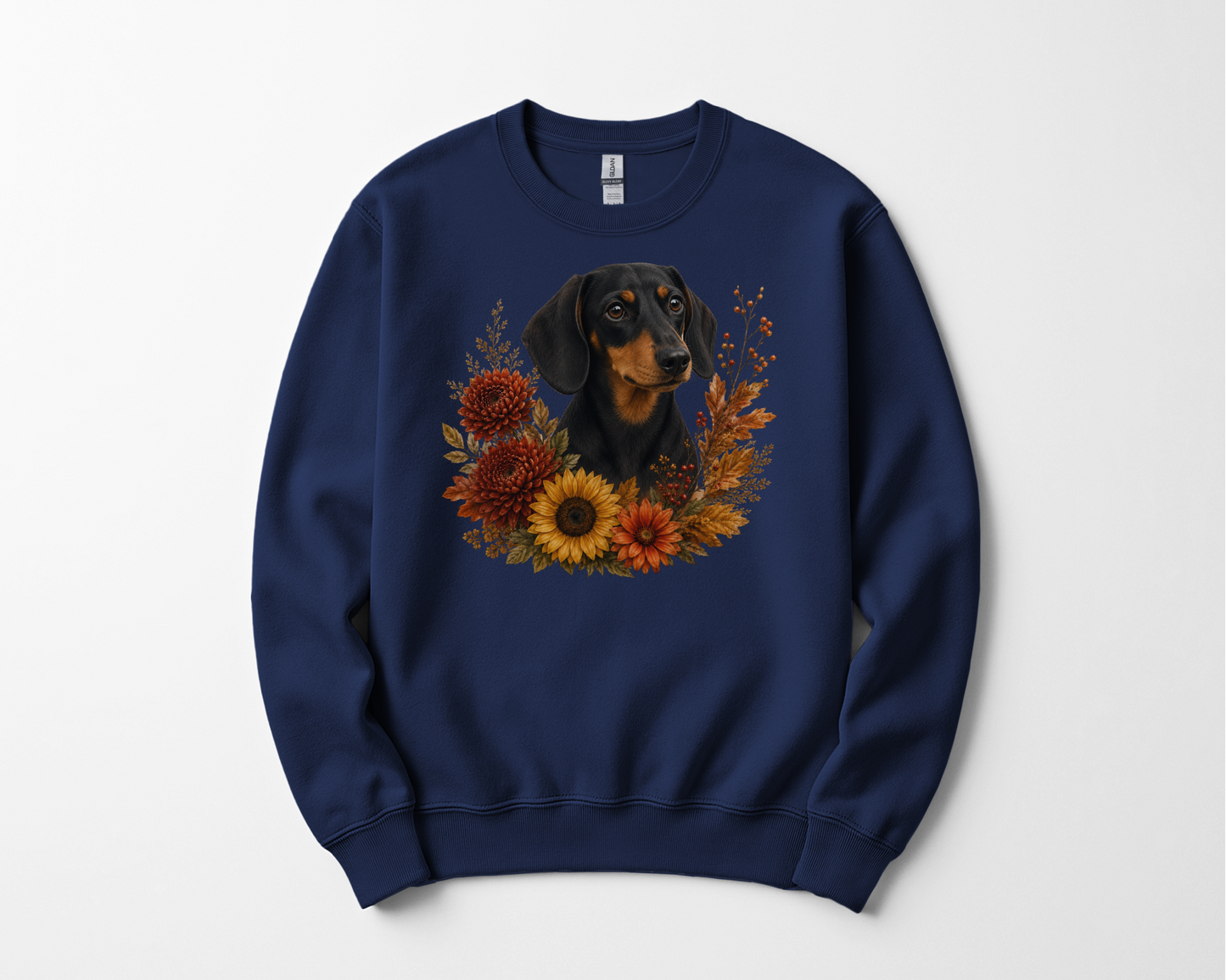 Black Tan Dachshund Autumn Floral Sweatshirt