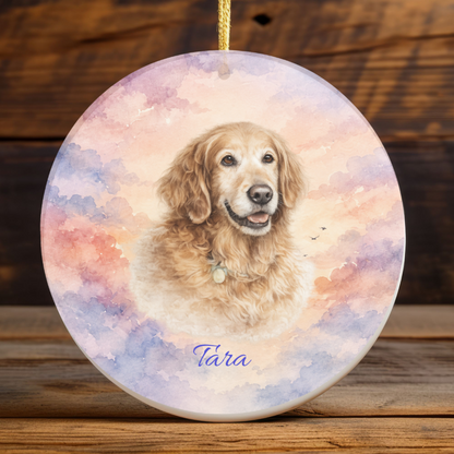 Personalized Pet Memorial Ornament, Custom Paw Prints Dog Photo Rainbow Bridge Keepsake