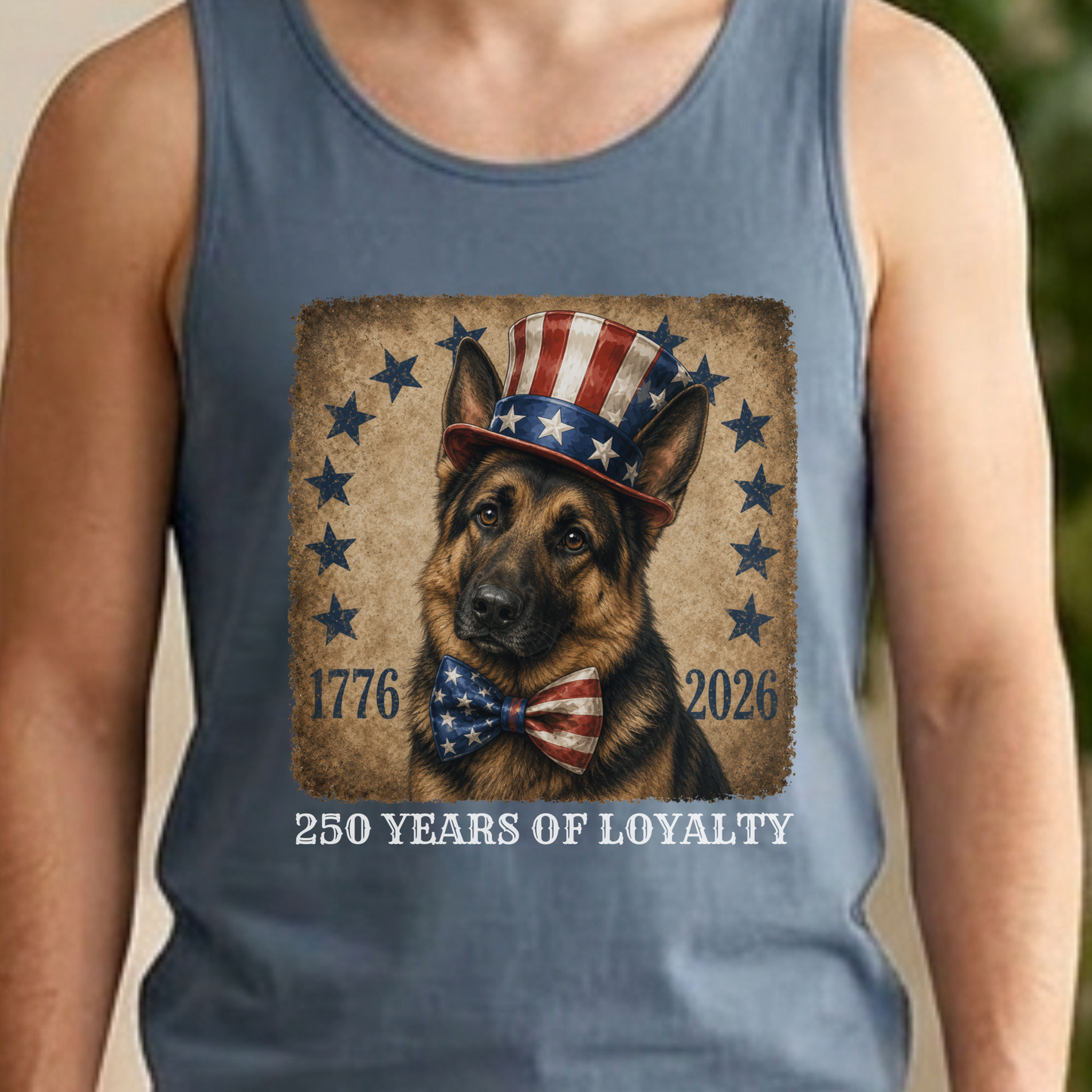 German Shepherd Patriotic Tank Top, 250 Years of Loyalty