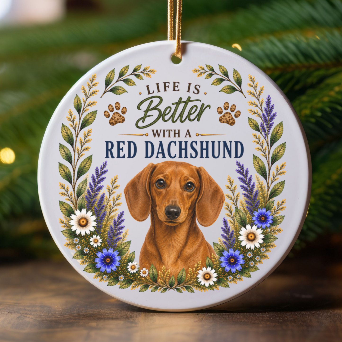 Red Dachshund Ornament, Doxie Lover Gift, Dachshund Mom Gift, Wiener Dog Keepsake