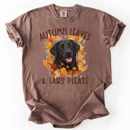 Black Lab Mom Fall Shirt, Autumn Leaves & Labs Please