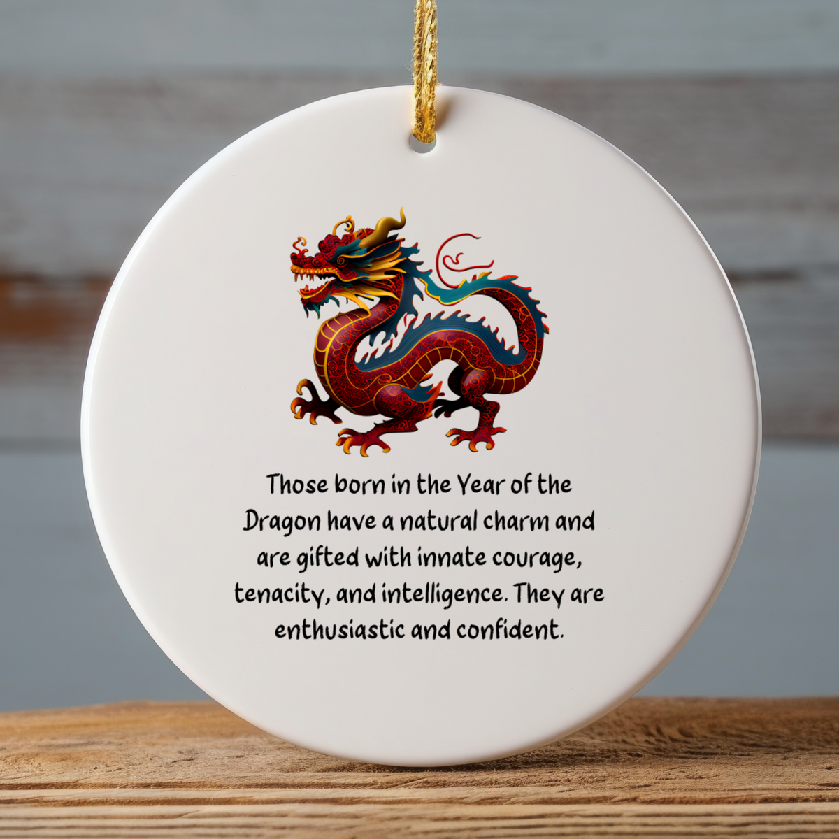Chinese Zodiac Dragon Ornament, Year of the Dragon Horoscope Gift for Lunar New Year