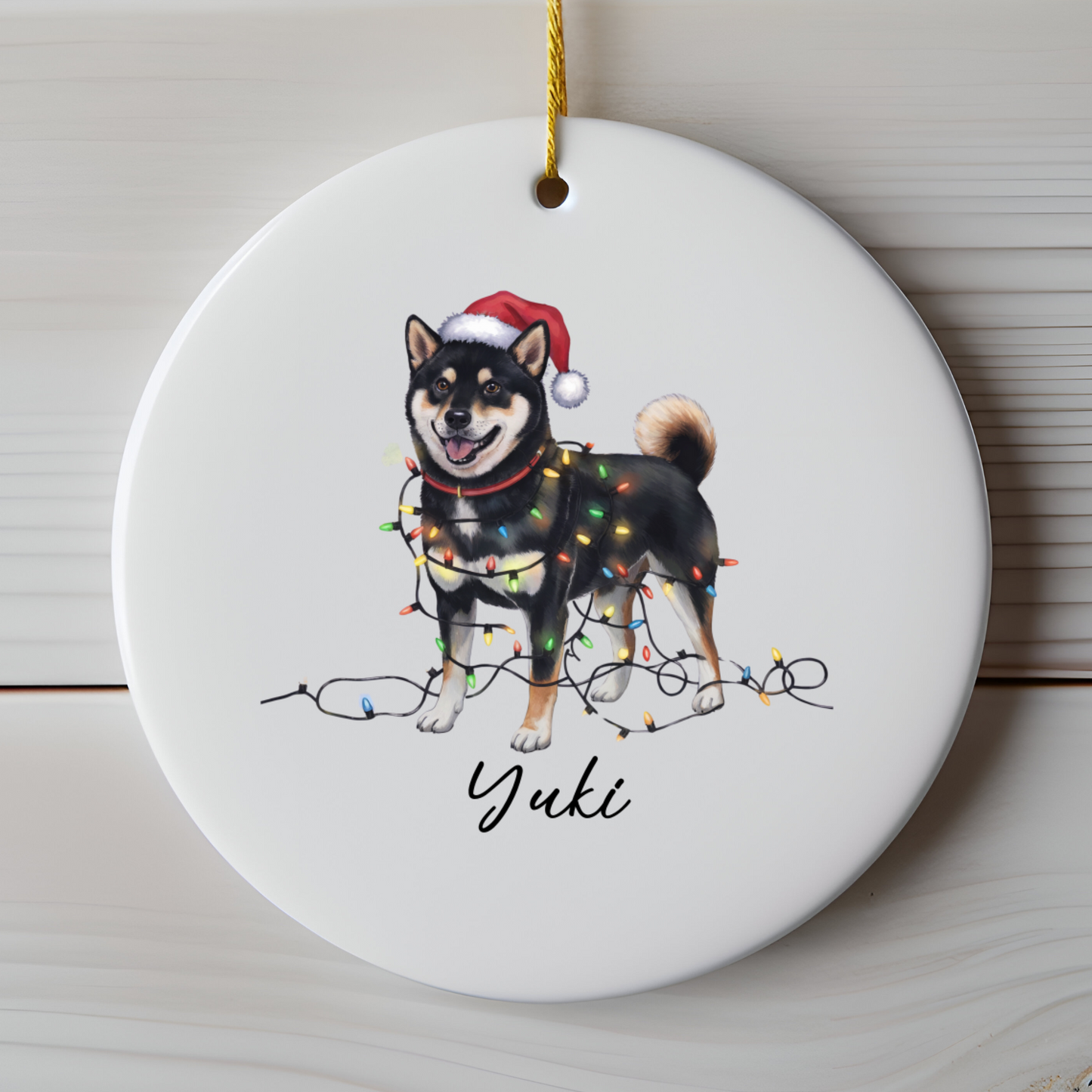 Personalized Black Shiba Inu Ornament, Custom Dog Lover Gift