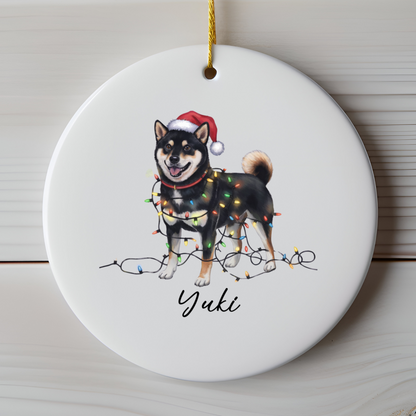 Personalized Black Shiba Inu Ornament, Custom Dog Lover Gift