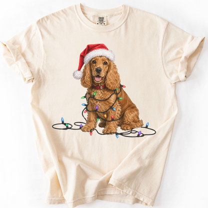 Christmas Cocker Spaniel Shirt, Christmas Lights Dog Shirt