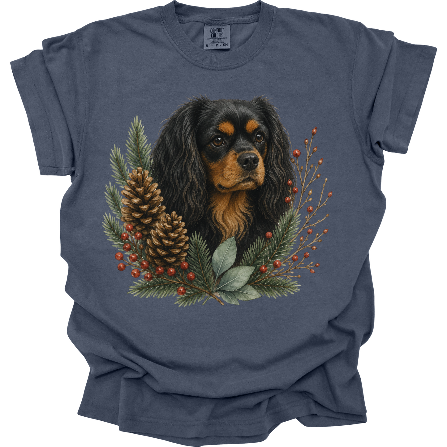Black and Tan Cavalier Christmas Shirt, Winter Dog Mom Gift, Cavalier King Charles Tee
