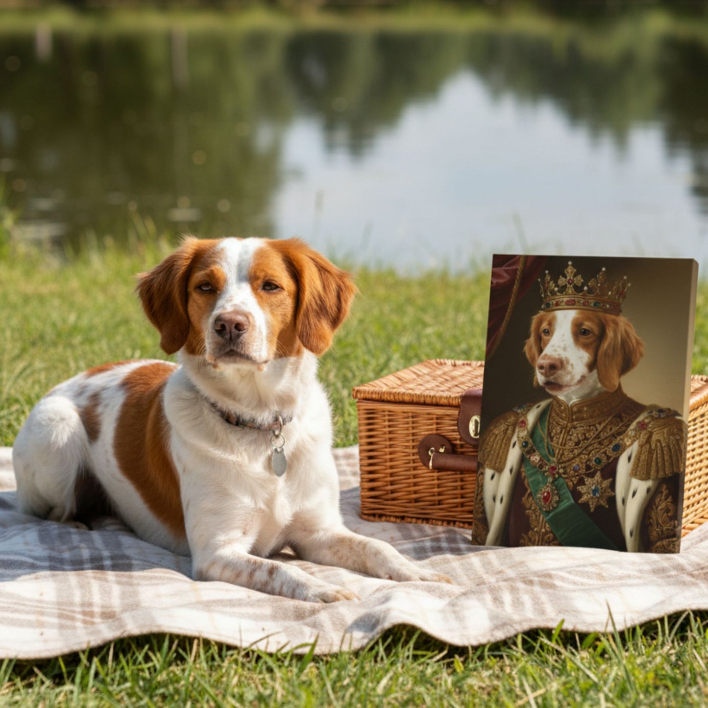 Personalized Royal King Dog Portrait – Custom Renaissance Pet Art Canvas