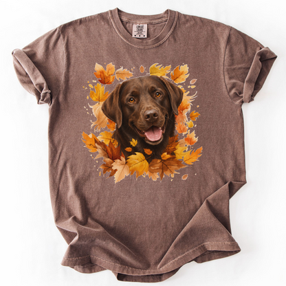 Chocolate Lab Fall Shirt, Autumn Dog Mom Comfort Colors Tee