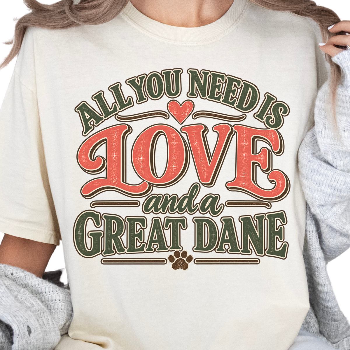 Great Dane Shirt, Great Dane Mom Gift, All You Need Is Love Dog Tee