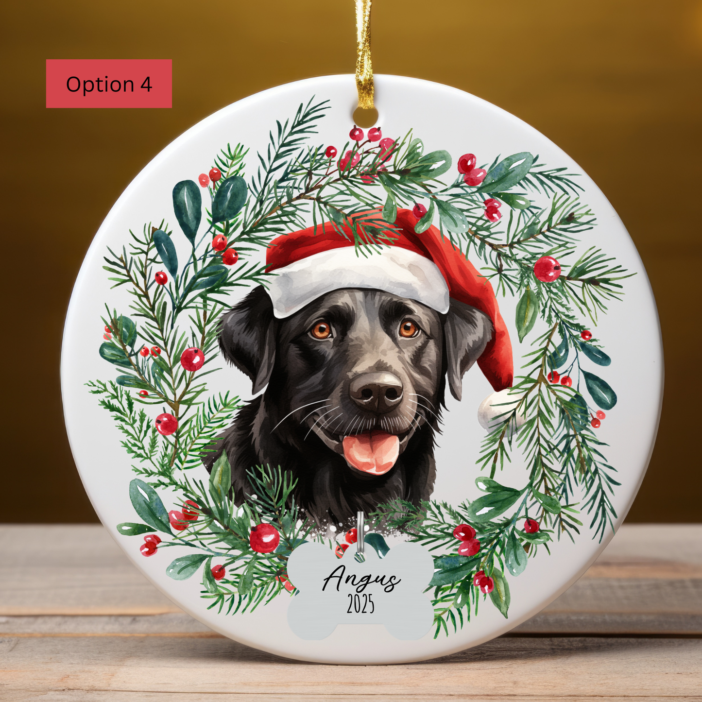 Personalized Black Lab Ornament, Custom Dog Christmas Keepsake, Customized Pet Name Ornament, Pet Memorial Ornament, Custom Dog Keepsake