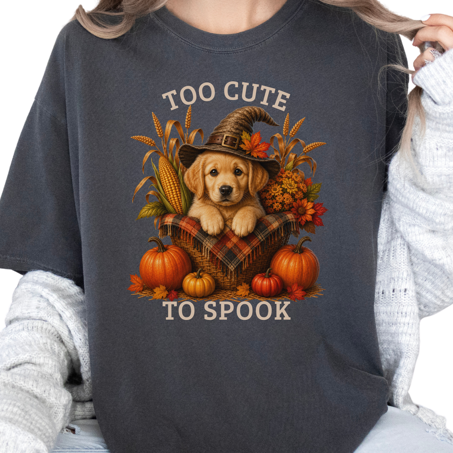 Golden Retriever Halloween Shirt, Too Cute To Spook Fall Dog Lover Tee