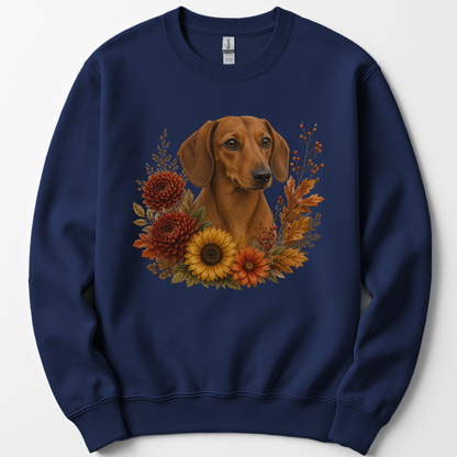 Red Dachshund Autumn Floral Sweatshirt
