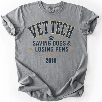 Funny Vet Tech Shirt Veterinary Technician Gift Vet Tech Tee Saving Dogs Losing Pens