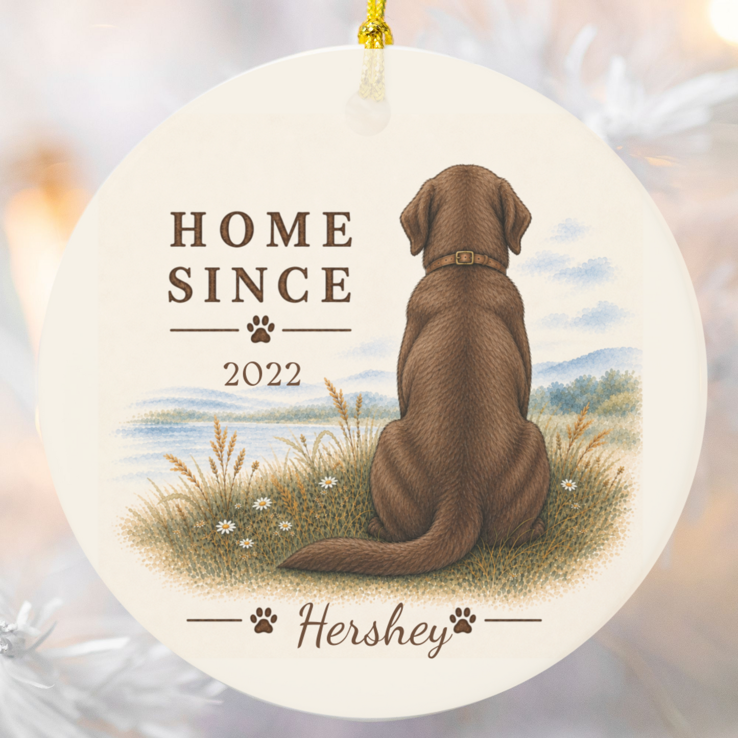 Personalized Chocolate Lab Ornament, Double Sided Labrador Gotcha Day Gift, Custom Dog Keepsake