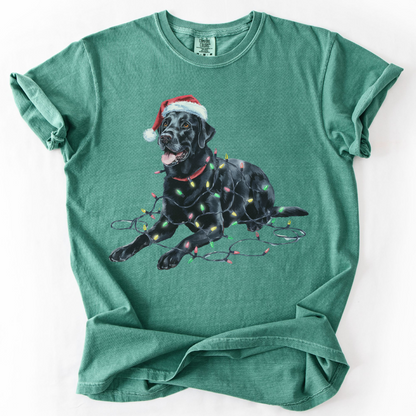 Christmas Black Labrador Shirt, Christmas Lights Dog Tee, Christmas Dog Tee, Lab Mom Tshirt, Gift for Dog Lover, Black Lab