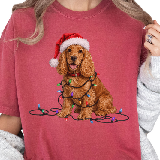 Christmas Cocker Spaniel Shirt, Christmas Lights Dog Shirt