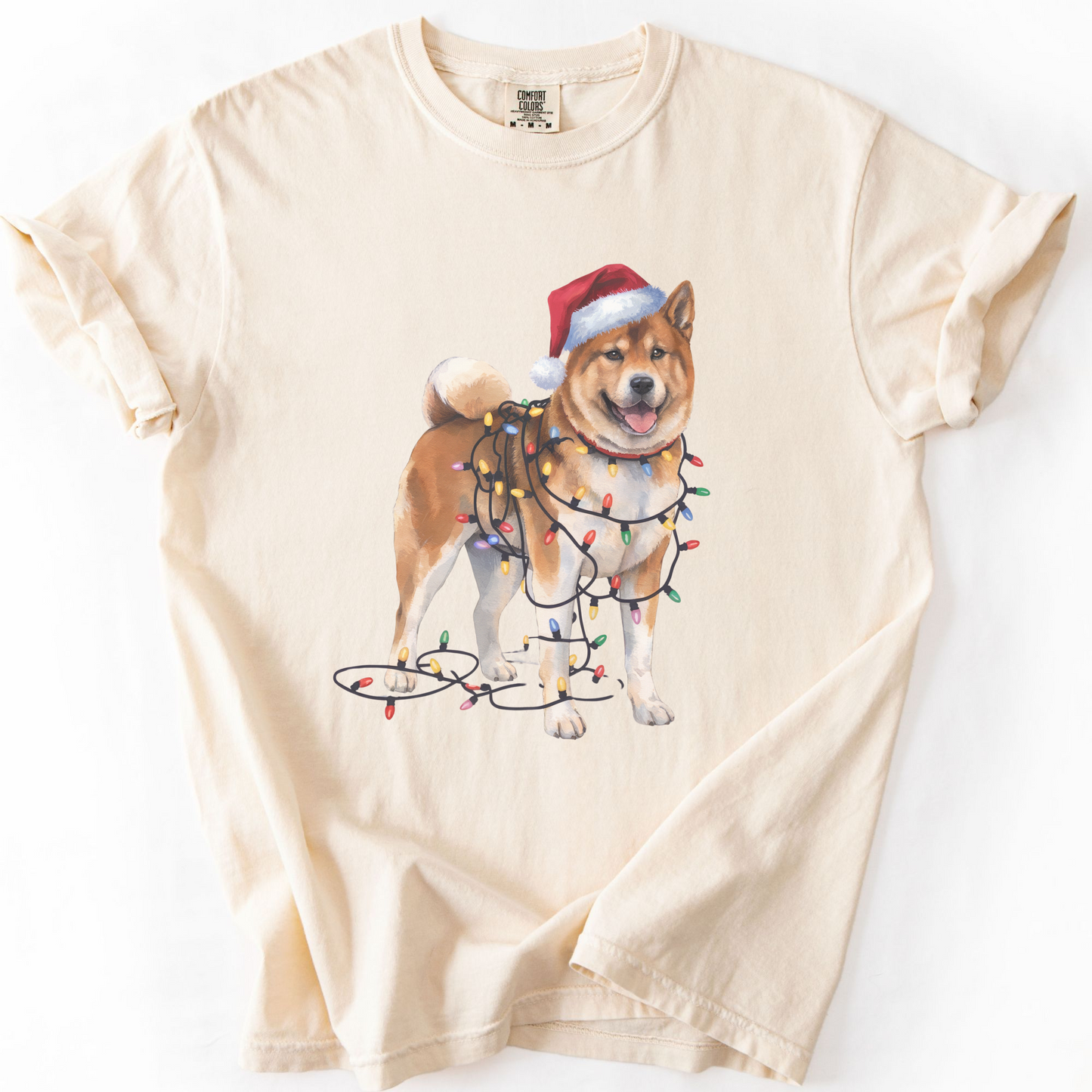 Akita Christmas Lights Dog Shirt