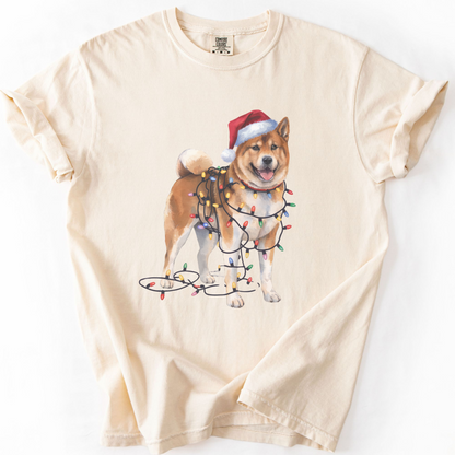 Akita Christmas Lights Dog Shirt