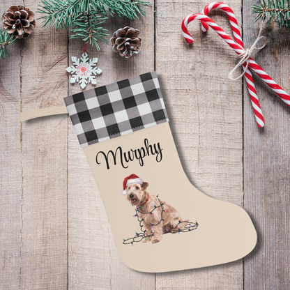 Personalized Soft Coated Wheaten Terrier Christmas Stocking, Holiday Decor Gift for Pet Lovers