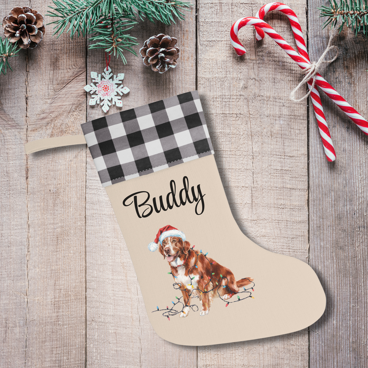 Personalized Nova Scotia Duck Tolling Retriever Christmas Stocking, Holiday Decor Gift for Pet Lovers