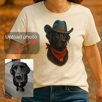 Load image into Gallery viewer, Customized Cowboy Pet Photo Portrait Shirt
