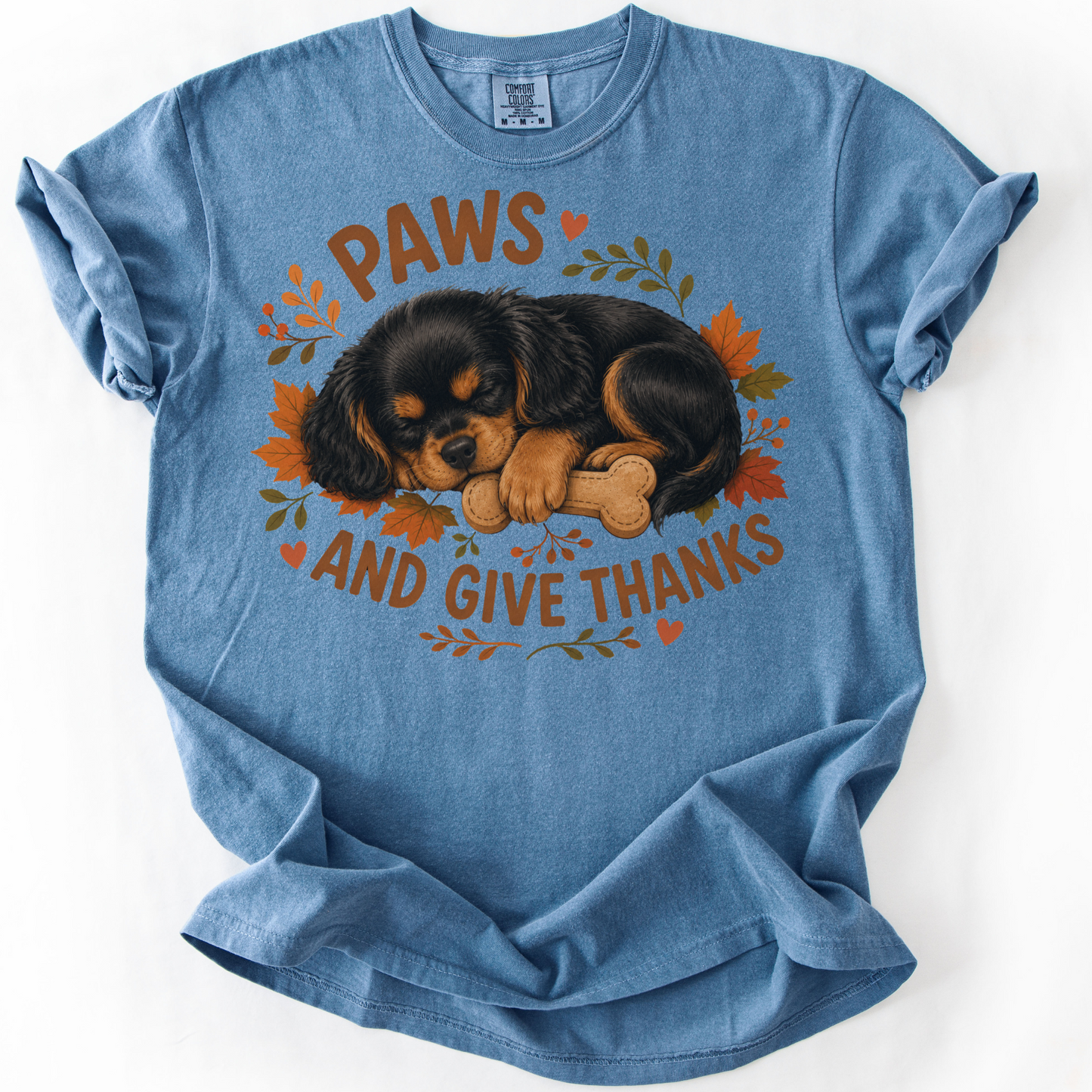 Black and Tan Cavalier Thanksgiving Shirt, Paws Give Thanks Tee, Fall Dog Lover Gift