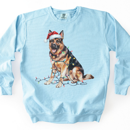 German Shepherd Christmas Lights Sweatshirt