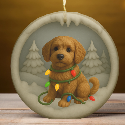 Personalized Labradoodle Christmas Ornament, 3D Clay-Style Dog Keepsake with Lights