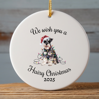 Load image into Gallery viewer, Christmas Schnauzer Ornament, Christmas Lights Dog Keepsake
