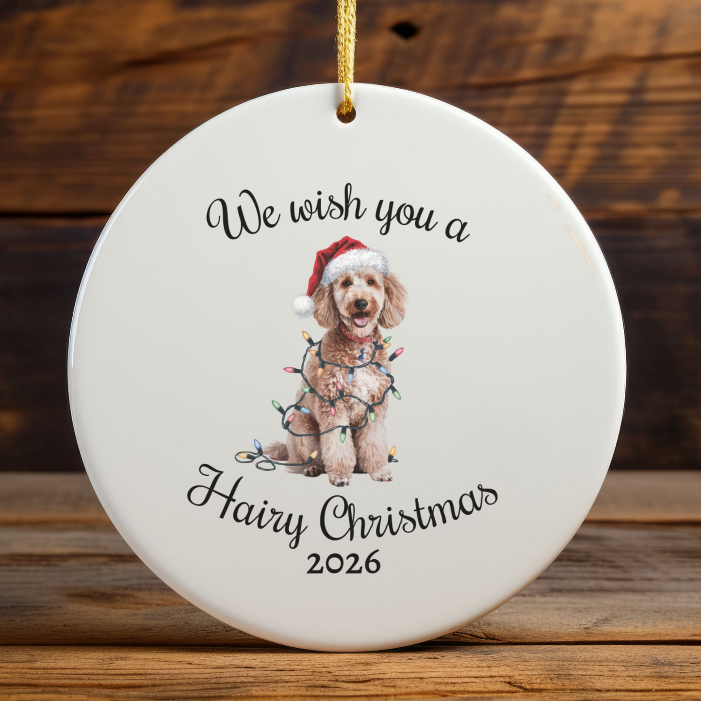 Christmas Poodle Ornament, Christmas Lights Dog Keepsake