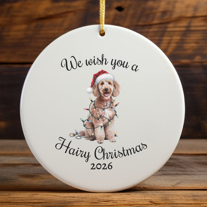 Christmas Poodle Ornament, Christmas Lights Dog Keepsake