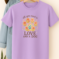 Load image into Gallery viewer, Love and a Dog Floral Paw Print T-Shirt – Sweet Gift for Dog Lovers &amp; Pet Parents
