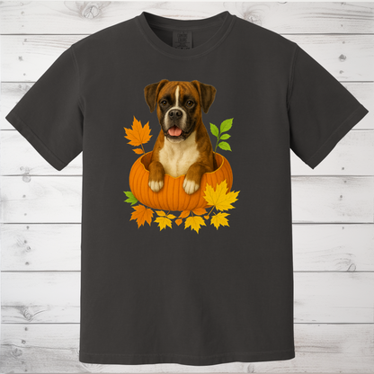 Boxer Dog Pumpkin Shirt, Fall Dog Lover Tee on Comfort Colors 1717