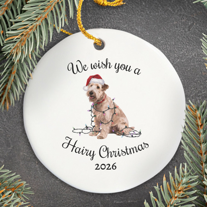 Christmas Soft Coated Wheaten Terrier Ornament, Christmas Lights Dog Keepsake