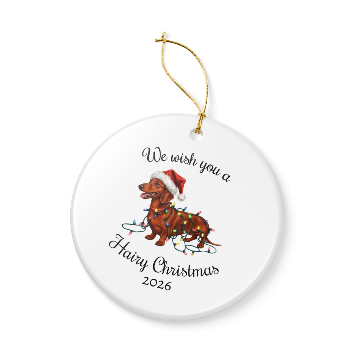 Red Dachshund Christmas Lights Ornament