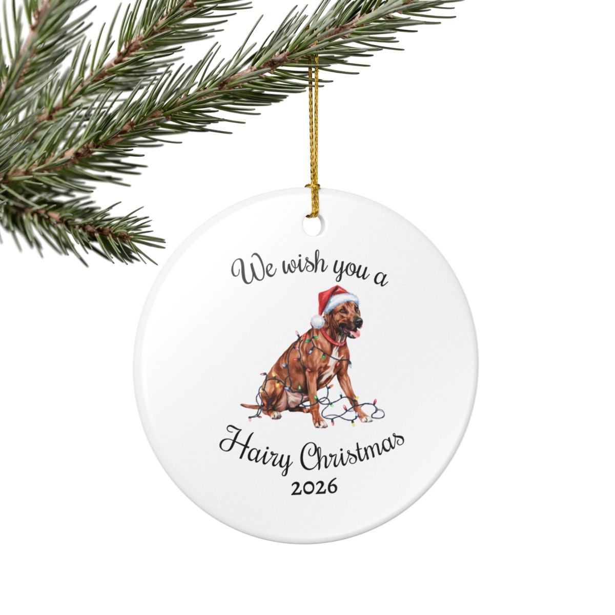 Christmas Rhodesian Ridgeback Ornament, Christmas Lights Dog Keepsake