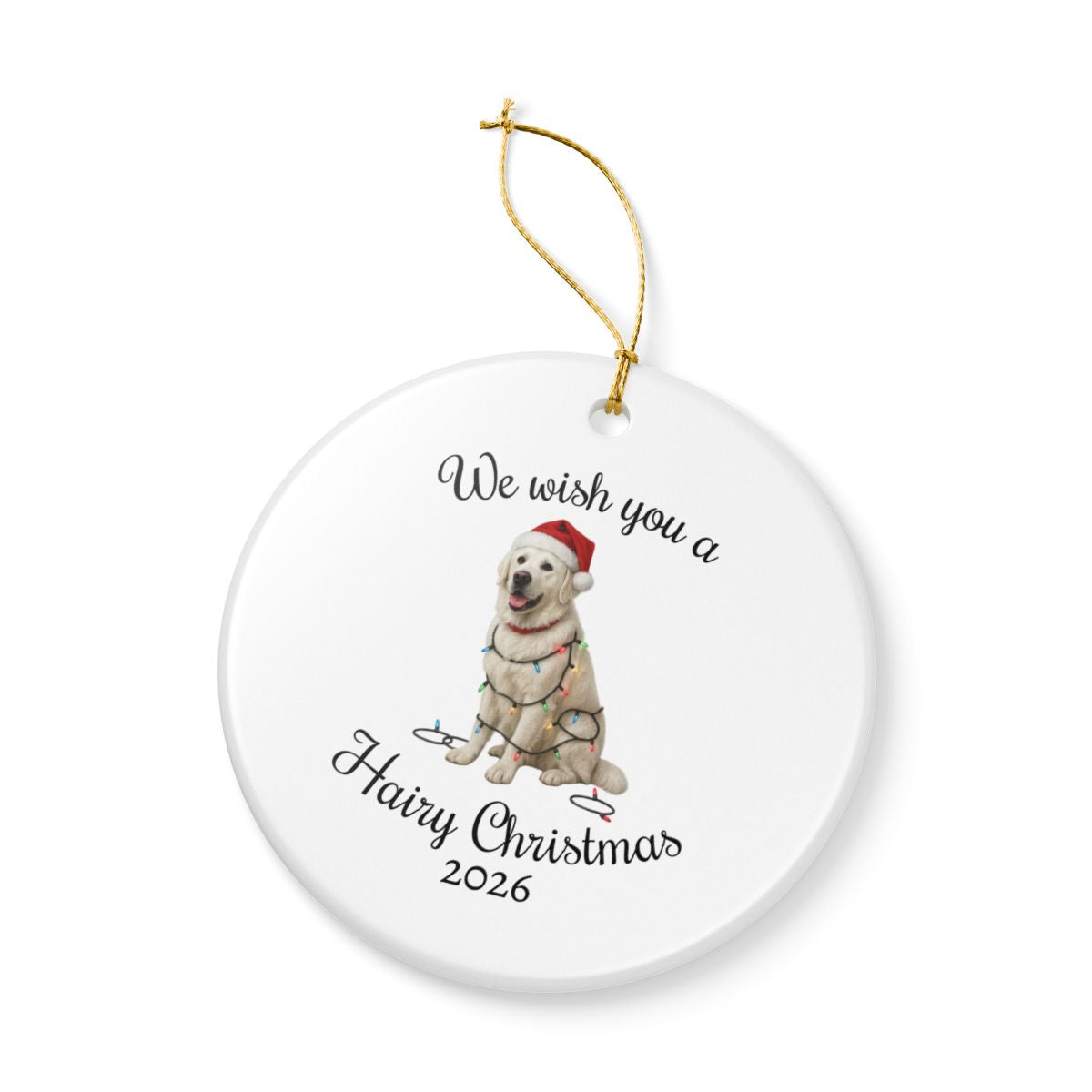 English Cream Golden Retriever We Wish You a Hairy Christmas Ornament