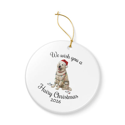English Cream Golden Retriever We Wish You a Hairy Christmas Ornament