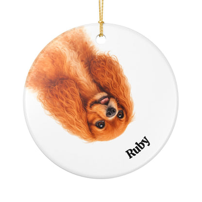 Upside down Personalized Pet Photo Ornament, Custom Dog Cat Memorial Ornament with Name, Watercolor Gift