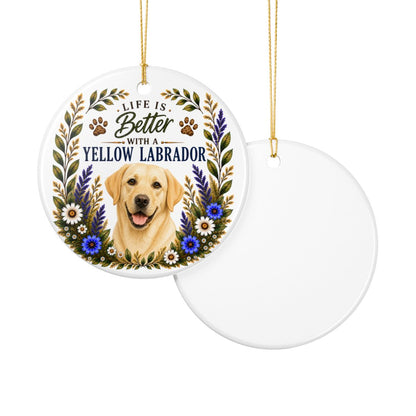 Yellow Lab Ornament - Life Is Better