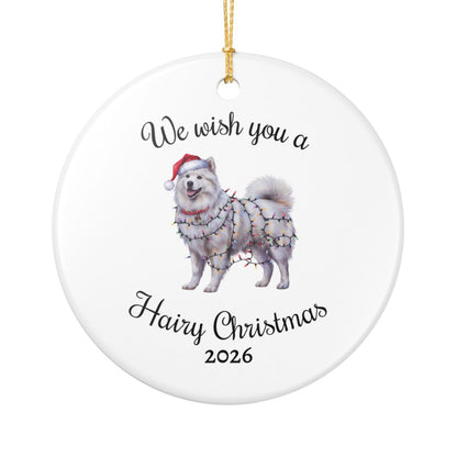 Christmas Samoyed Ornament, Christmas Lights Dog Keepsake