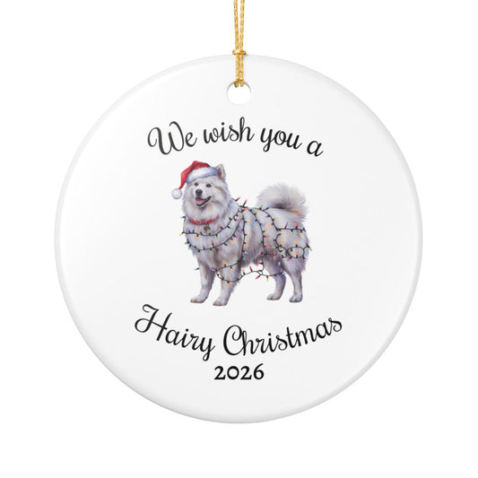 Christmas Samoyed Ornament, Christmas Lights Dog Keepsake