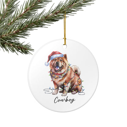 Personalized Chow Chow Christmas Ornament, Festive Dog Lights, Ceramic Holiday Keepsake