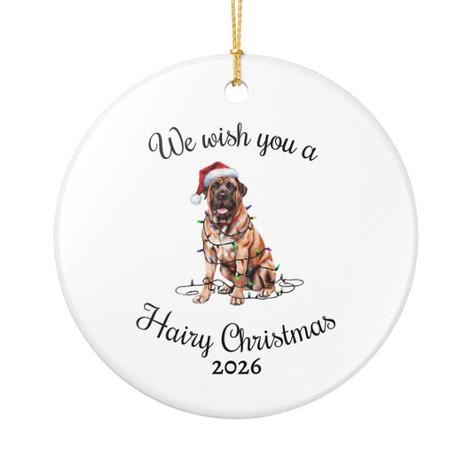 Christmas Mastiff Ornament, Christmas Lights Dog Keepsake