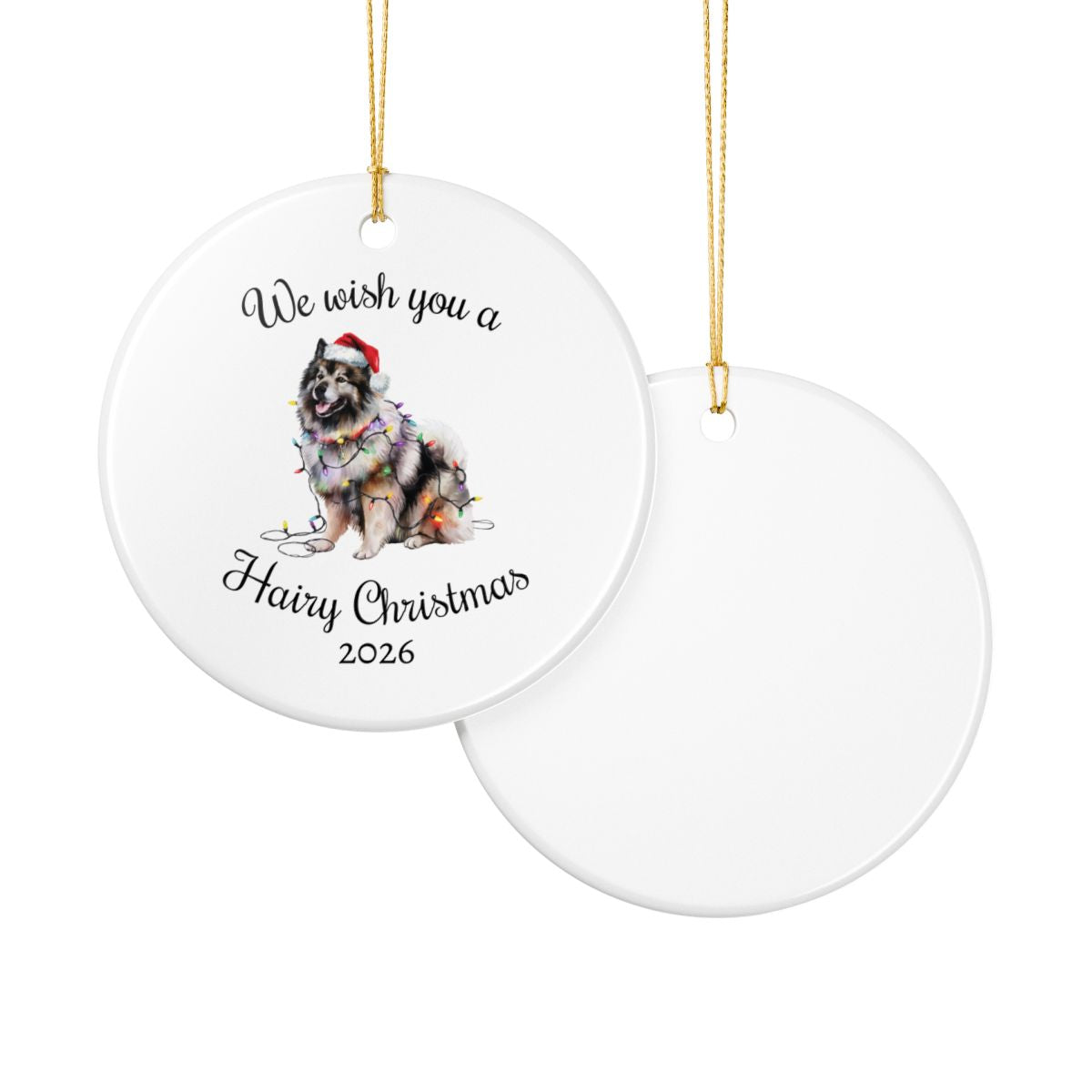 Christmas Keeshond Ornament, Christmas Lights Dog Keepsake