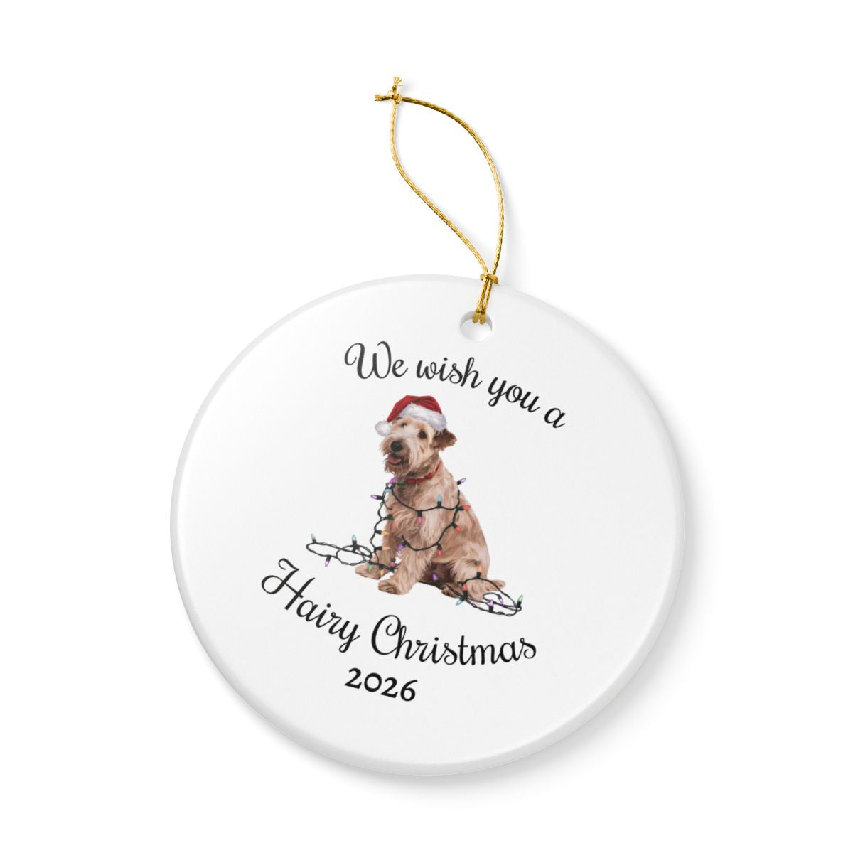 Christmas Soft Coated Wheaten Terrier Ornament, Christmas Lights Dog Keepsake
