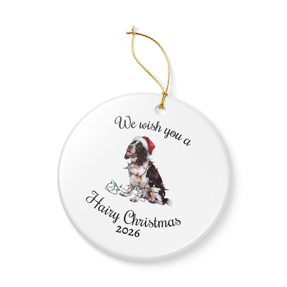Christmas Brown Springer Spaniel Ornament, Christmas Lights Dog Keepsake
